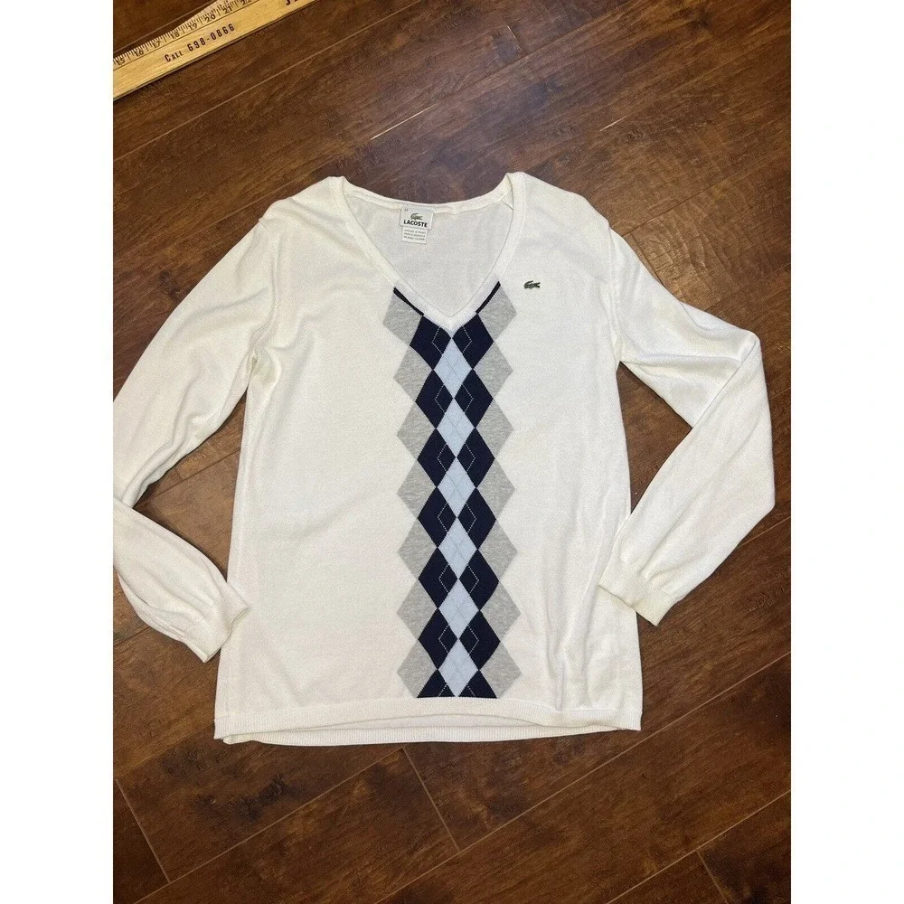 Lactose Mens Size 44 white pattern sweater Read Below
